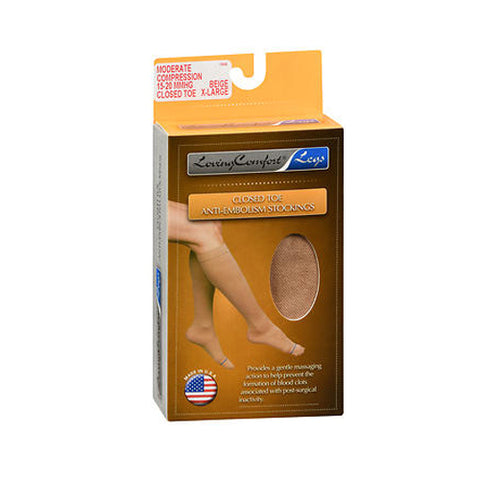 Anti Embolism Stockings Moderate Compression Closed Toe X-Large Beige 1 Pair by Loving Comfort