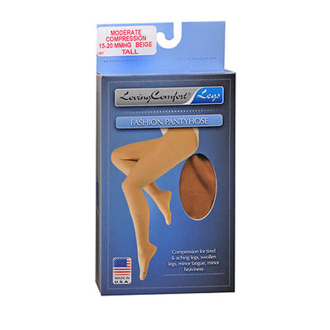 Fashion Pantyhose Moderate Compression Tall Beige 1 Each by Loving Comfort