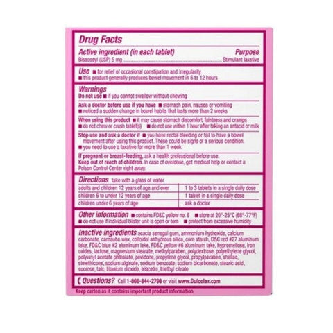Dulcolax, Pink Laxative Comfort Coated Tablets, 5 mg, 25 Count