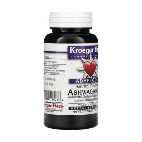 Kroeger Herb, Adaptogen Ashwagandha, 60 Veg Caps Kroeger Herb