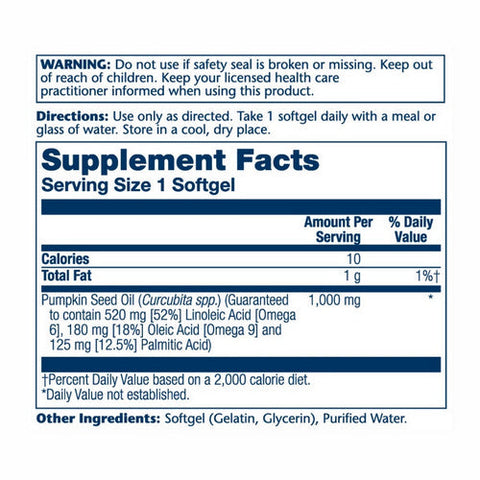 Solaray, Pumpkin Seed Oil, 1000 Mg, 90 Softgels