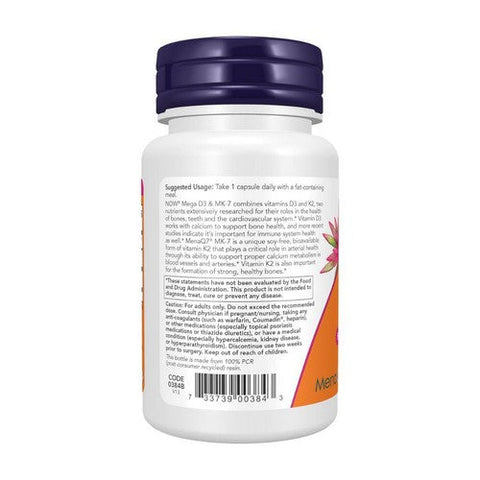 Now Foods, Mega D-3 & Mk-7, 60 Veg Caps Now Foods