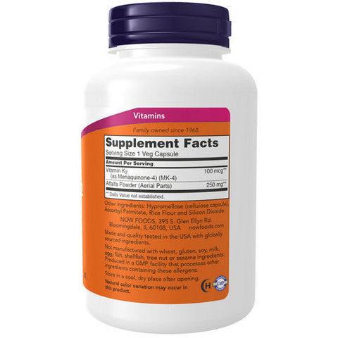 Now Foods, Vitamin K-2, 100 mcg, 250 Veg Caps