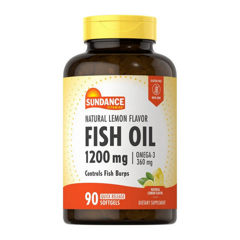 Sundance, Fish Oil Omega-3 Coated Softgels Odorless Natural Lemon, 1000 Mg, 90 Tabs Sundance
