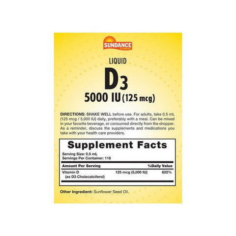Sundance, Vitamin D3 Liquid, 5000 IU, 2 Oz Sundance