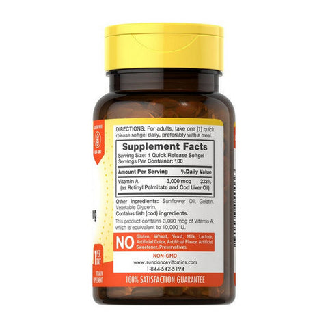 Sundance, High Potency Vitamin A, 3000 Mcg, 100 Softgels Sundance