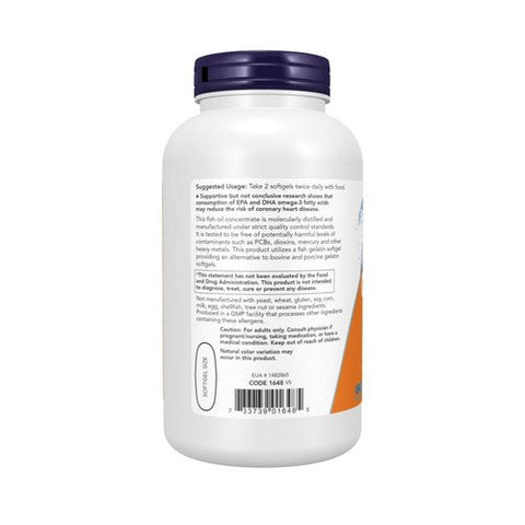 Now Foods, Omega-3 Molecularly Distilled Fish Softgels, 1000 mg, 200 Softgels Now Foods