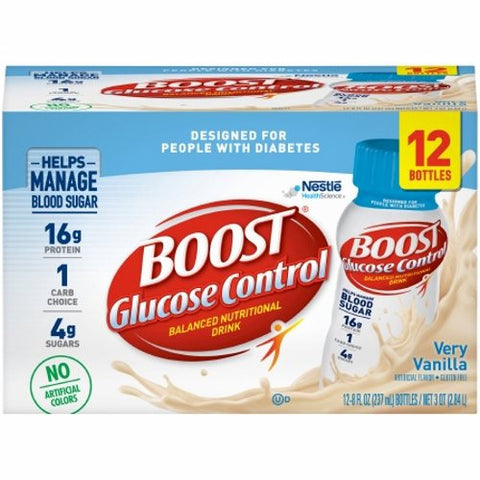 Nestle Healthcare Nutrition, Oral Supplement Boost  Glucose Control  Very Vanilla Flavor 8 oz. Container Bottle Ready to Use, Pack Of 6 Nestle Healthcare Nutrition
