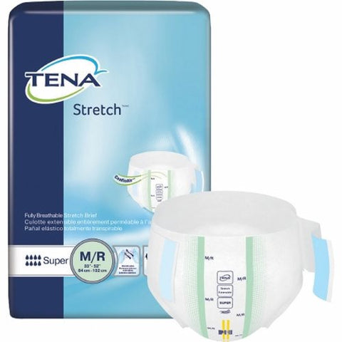 Tena, Unisex Adult Incontinence Brief TENA  Stretch Super Tab Closure Medium Disposable Heavy Absorbency, Count of 1 Tena