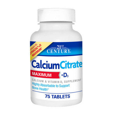 21st Century, Calcium Citrate + D3, 75 Tabs 21st Century