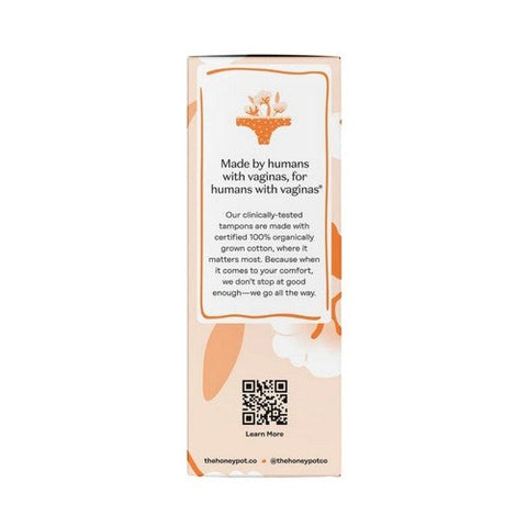 The Honey Pot, Duo Pack 100% Organically Grown Cotton BPA Free Plastic Applicator Tampons, 18 Count The Honey Pot