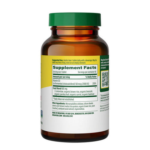 MegaFood, Vitamin D3, 2000 IU, 60 Tabs MegaFood