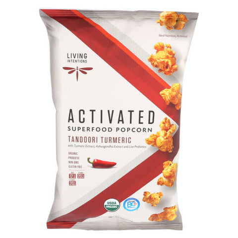 Living Intentions, Act Ivated Superfood Popcorn Tandoori Turmeric, 4 Oz(Case Of 12) Living Intentions