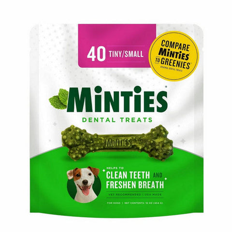 Vet IQ, Minties Dental Peppermint Flavor Dog Treat Tiny Small, 40 Count Vet IQ