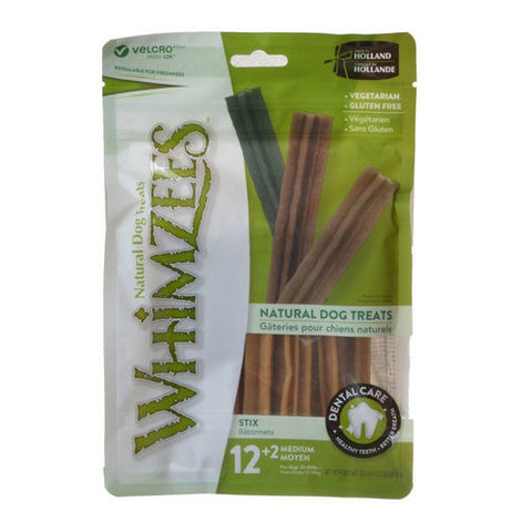 Natural Dental Care Stix Dog Treats Medium - 14 Pack - (Dogs 25-40 lbs) by Whimzees