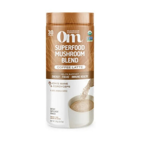 Superfood Mushroom Blend Coffee Latte 8.47 Oz by Om Mushrooms