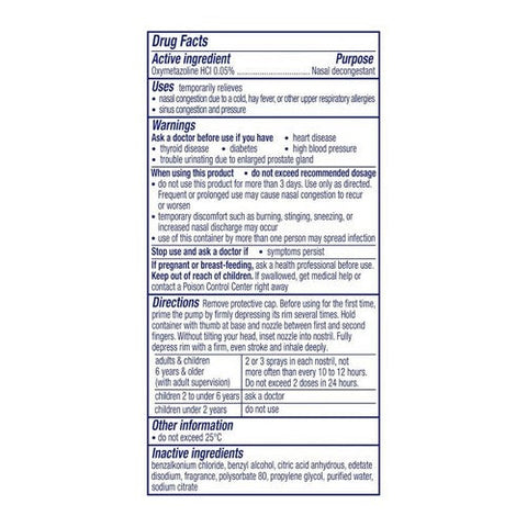 Vicks, Sinex Severe Oxymetazoline Hcl Nasal Decongestant Ultra Fine Mist Vapocool, 0.5 Oz Vicks