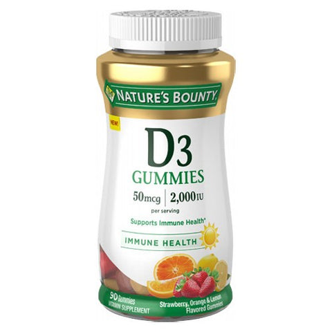 Nature's Bounty Vitamin D3 Gummies Strawberry, Orange & Lemon 90 Count by Nature's Bounty