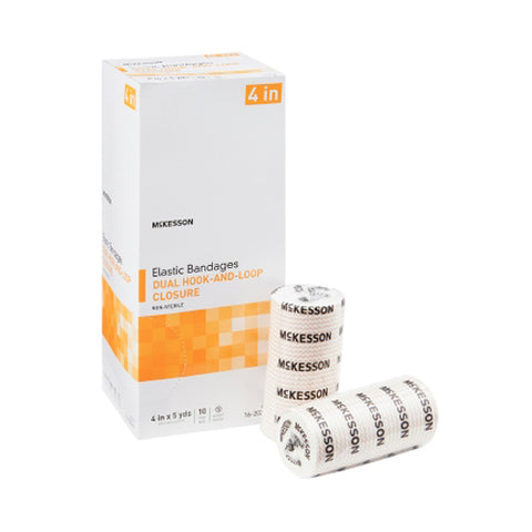 McKesson Double Hook and Loop Closure Elastic Bandage 4 Inch x 5 Yard Box of 10 by McKesson