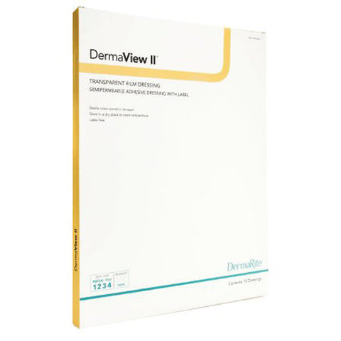 DermaRite, DermaView II Transparent Film Dressing with Border 6Â½ x 8-3/8 Inch, Box Of 10 DermaRite