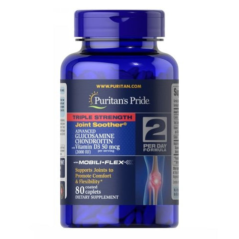 Triple Strength Glucosamine Chondroitin with Vitamin D3 80 Caplets by Puritan's Pride