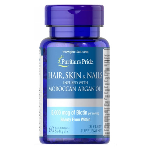 Hair, Skin & Nails infused with Moroccan Argan Oil 60 Softgels by Puritan's Pride