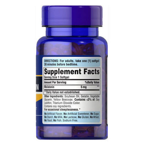 Puritan's Pride, Extra Strength Melatonin, 5 mg, 60 Softgels Puritan's Pride
