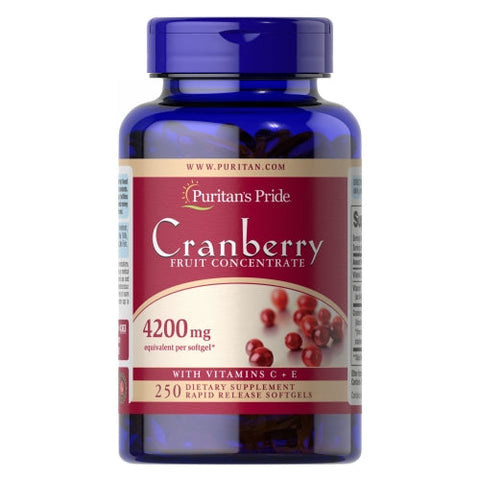 Puritan's Pride, Cranberry Fruit Concentrate with Vitamin C & E, 4200 mg, 250 Softgels Puritan's Pride