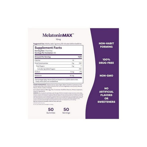 Natrol, MelatoninMax Sleep Blueberry, 10 Mg, 50 Gummies