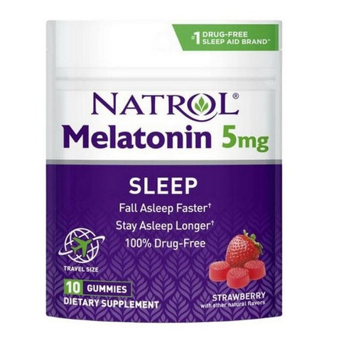 Natrol, Melatonin Gummies Strawberry Flavor, 5 Mg, 10 Count Natrol