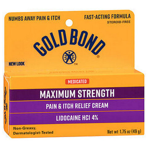 Gold Bond, Medicated Pain And Itch Relief Lidocaine Hcl 4% Cream Maximum Strength, 1.75 Oz