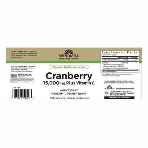 Windmill, Cranberry Plus Vitamin C, 15,000 Mg, 90 Capsules Windmill