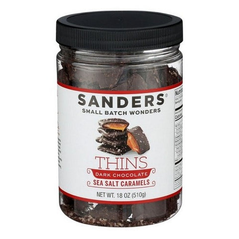 Milk Chocolate Sea Salt Caramel Thins Tub 18 Oz(Case Of 6) by Sanders