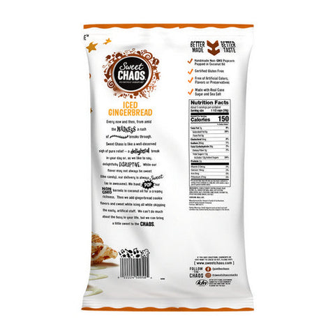 Sweet Chaos, Iced Gingerbread Kettle Popcorn, 5.5 Oz (Case Of 12) Sweet Chaos