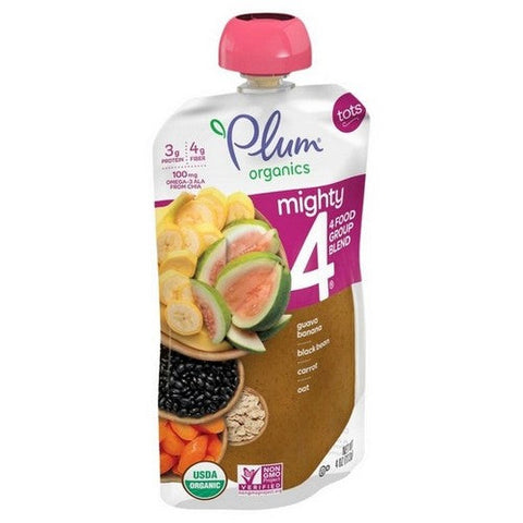 Plum Organics, Mighty 4 Guava Pomegranate Black Bean Carrot Oat Puree,, 4 Oz (Case Of 12) Plum Organics
