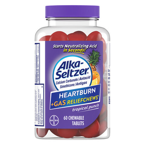 Heartburn Plus Gas Relief Chews Tropical Punch Chewable Tablets 60 Count (Case Of 3) by Alka-Seltzer