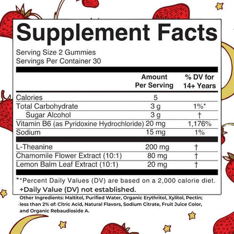 MaryRuth's, Strawberry Adult Melatonin-Free Sleep Sugar-Free Gummies, 60 Count