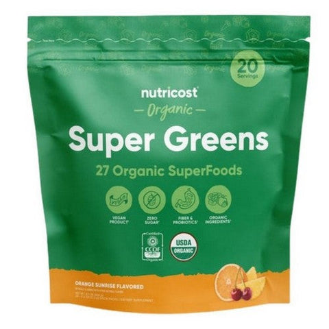 Nutricost, Super Greens Stickpacks Orange Sunrise Organic, 20 Sticks Nutricost