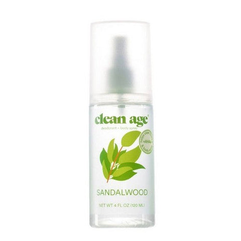 Clean Age, Deodorant Plus Body Spray Sandalwood, 4 Oz Clean Age
