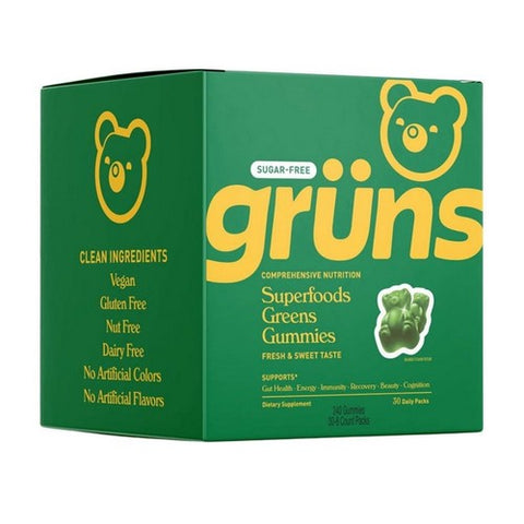 Sugar Free Super Greens Gummy Bears 30 Pack by Gruns