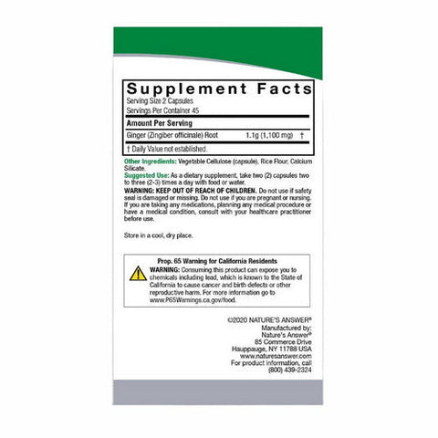 Nature's Answer, Ginger, 1100 Mg, 90 Veg Caps Nature's Answer