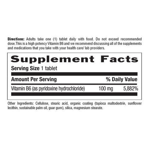 Country Life, High Potency Vitamin B-6, 100 MG, 100 Tabs Country Life