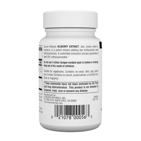 Source Naturals, Bilberry Extract, 100 MG, 120 Tabs Source Naturals