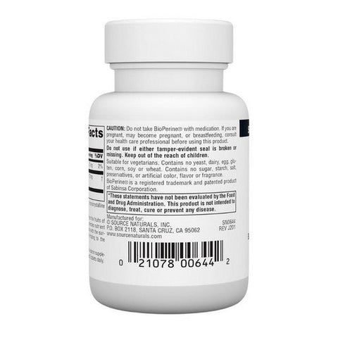 Source Naturals, Bioperine Black Pepper Fruit Extract, 10 MG, 120 Tabs Source Naturals