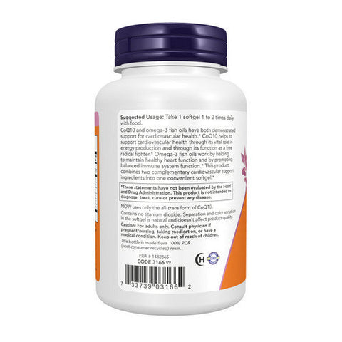 Now Foods, CoQ10 with Omega 3 Fish Oil, 60 mg, 120 Softgels Now Foods