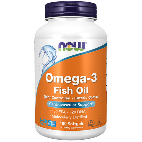 Now Foods, Omega-3 Molecularly Distilled & Enteric Coated, 180 Softgels Now Foods
