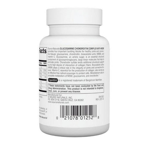 Source Naturals, Glucosamine Chondroitin, Complex w/MSM 30 Tabs Source Naturals