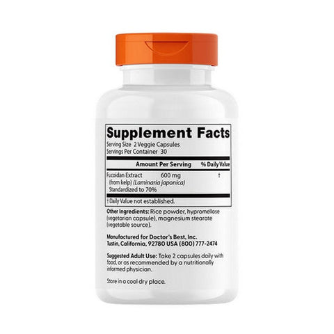 Doctors Best, Fucoidan 70%, 600 Mg, 60 Veggie Caps Doctors Best