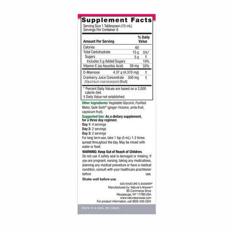 Nature's Answer, UT Answer D-Mannose And Cranberry Concentrate, 4 Oz Nature's Answer