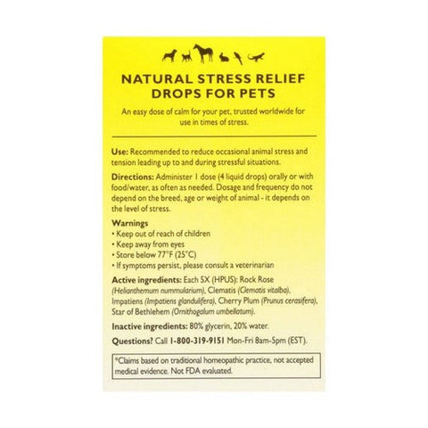 Bach, Original Flower Remedies Rescue Remedy Pet Natural Stress Relief, Dropper, 10 Ml Bach